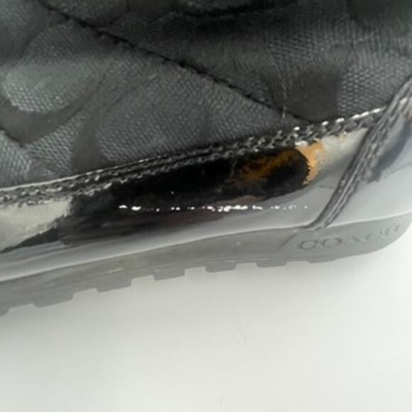 Coach Joyous A7303 Black Signature Logo Mid-Calf Snow Zip Boots 6 Fur Trim - Picture 7 of 8